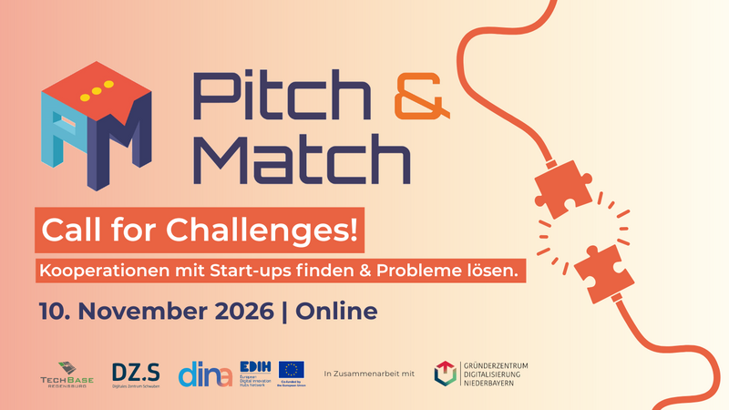Challenge bis zum 31.08. für das Online-Event Pitch & Match einreichen.